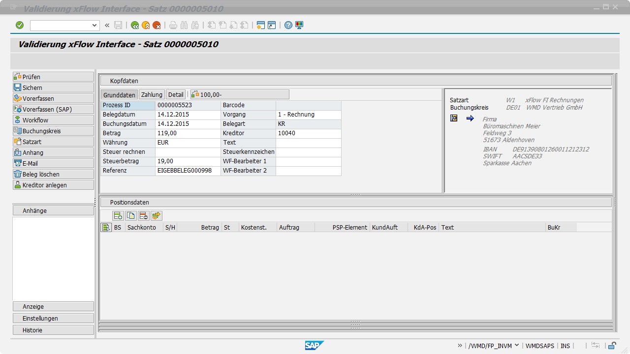 [de] Eigenbeleg in xFlow Interface