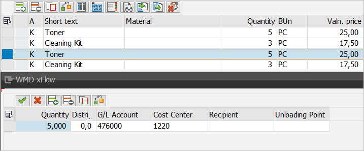 Account assignment of Item 3: