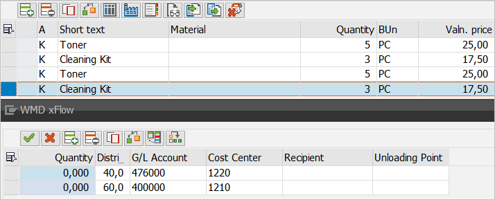 Account assignment of Item 4
